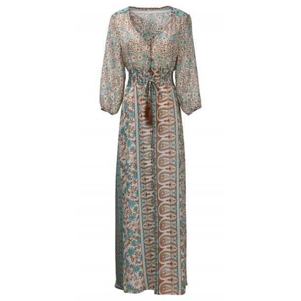Women's Summer Boho Chiffon Party Evening Beach Dresses Long Maxi Dress Sundress Women's Summer Boho Chiffon Party Evening Beach Dresses Long Maxi Dress Sundress